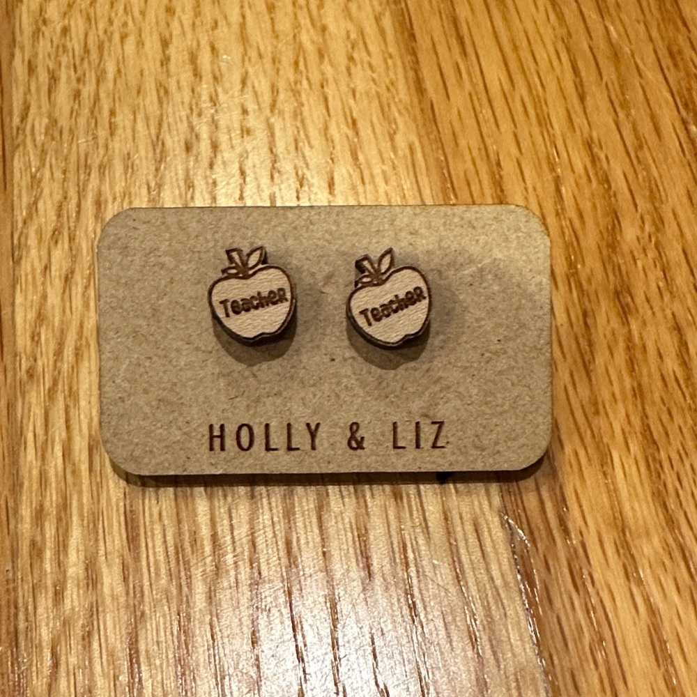 Brown Teacher Apple Earrings